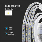 Цена на 10m_7.2W(600Lm) светодиодная лента, SMD2835, V-TAC, водонепроницаемость IP65, 24V, теплый белый свет 3000K