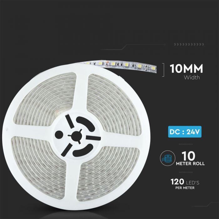 Цена на 10m_7.2W(600Lm) светодиодная лента, SMD2835, V-TAC, водонепроницаемость IP65, 24V, теплый белый свет 3000K