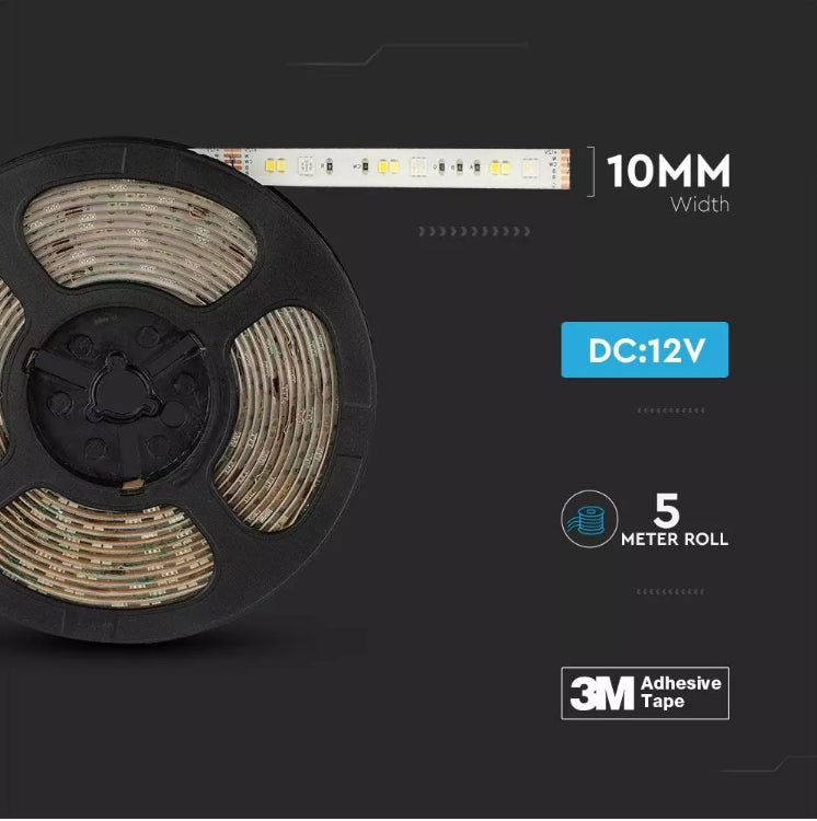 4Wm(230Lm/m) LED V-TAC SMART lentu komplekts RGB + 3in1, 5m, IP65, saderīgs ar Amazon Alexa un Google Home aplikācijām, aptumšojams