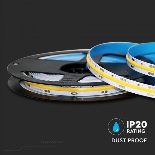 Цена за 1 м_10Вт/м(1000Лм/м) 24В 420 COB светодиодная лента, IP20, 5м, 10мм рулон, холодный белый 6400К