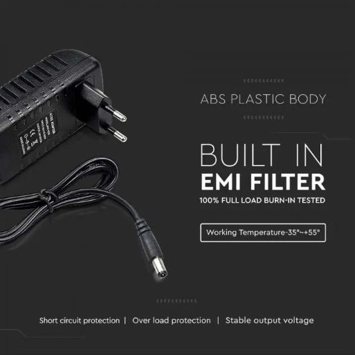 30W plastist LED-toiteallikas, 12V, 2,5A, IP44, must