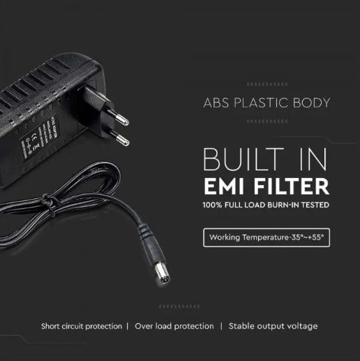 42W LED-strömförsörjning i plast, 12V, 3,5A, IP44, svart