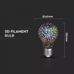 E27 3W(20Lm) LED COB pirn A60, 3D, IP20, V-TAC, soe valge valgus 3000K