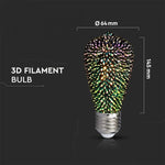E27 3W(25Lm) LED COB bulb ST64, 3D, IP20, V-TAC, warm white light 3000K