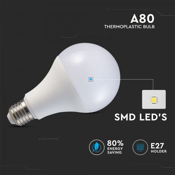 E27 18W(2000Lm) LED bulb, A80, V-TAC, warm white light 3000K