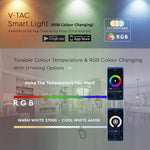 E27 4,5W (300Lm) LED SMART Bulb G45, V-TAC, kompatibel med Amazon Alexa och Google Home-appar, RGB+WWW+CW