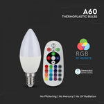 E14 3.5W(320Lm) LED SMART Bulb с пультом дистанционного управления, RF частота, форма свечи, диммируемая, A80, IP20, V-TAC, RGB+холодный белый 6400K