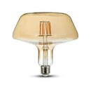 E27 8W(620Lm) LED Filament Amber Glass spuldze, T180, IP20, V-TAC, silti balta gaisma 1800K