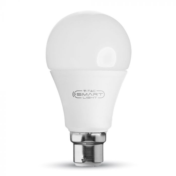 B22 10W(806Lm) LED SMART Spuldze, 3in1, A60, V-TAC, saderīga ar Amazon Alexa un Google Home aplikācijām, RGB+WW+CW