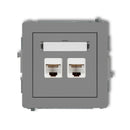 2-pin computer socket 2xRJ45, cat.5e, 8-pin DECO, z/a, grey
