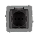 1-poolne kaitsega pistikupesa DECO koos maandusega. SCHUKO 2P+Z (läbipaistev kate), z/a, IP44, hall