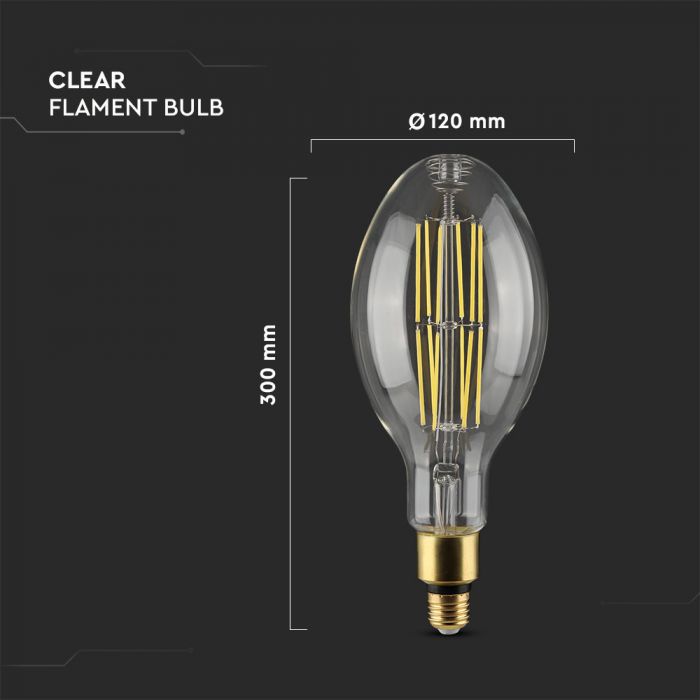 E27 24W(4000Lm) LED Spuldze, Filament, ED120, V-TAC, garantija 5 gadi, neitrāli balta gaisma 4000K