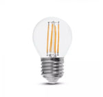 E27 6W(600Lm) LED Filament spuldze, IP20, G45, V-TAC, silti balta gaisma 2700K