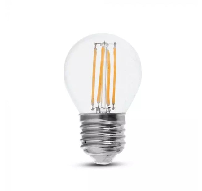 E27 6W(600Lm) LED Filament spuldze, IP20, G45, V-TAC, silti balta gaisma 2700K