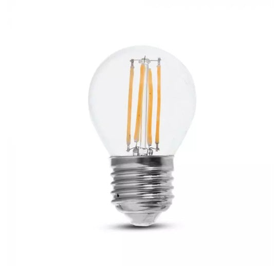 E27 6W(600Lm) LED Filament bulb, IP20, G45, V-TAC, neutral white light 4000K