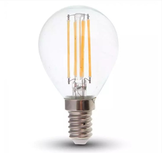 E14 6W(600Lm) LED Filament spuldze, IP20, V-TAC, silti balta gaisma 2700K