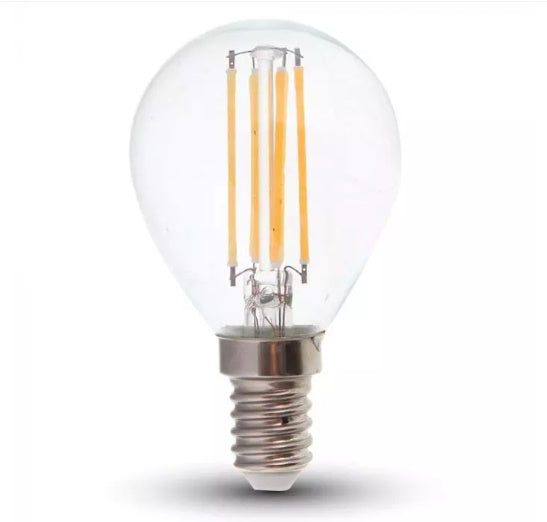 E14 6W(800Lm) LED Filament spuldze, P45, IP20, V-TAC, neitrāli balta gaisma 4000K