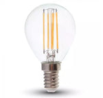 E14 6W(800Lm) LED Filament spuldze, P45, IP20, V-TAC, auksti balta gaisma 6400K