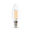 E14 4W(400Lm) LED Filament Bulb, candle shape, glass, IP20, warm white light 3000K