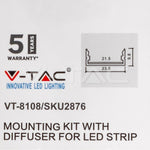 2000x23,5x10mm aluminiumprofil, IP20, svart, V-TAC