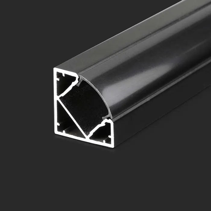 2000x19x19mm alumīnija stūra profils, IP20, melns, V-TAC