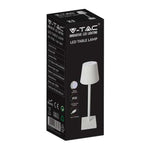 3W(50Lm) LED-bordslampa, V-TAC, IP20, vit, dimbar, metall, varmvitt ljus 3000K