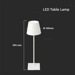 3W(50Lm) LED-bordslampa, V-TAC, IP20, vit, dimbar, metall, varmvitt ljus 3000K