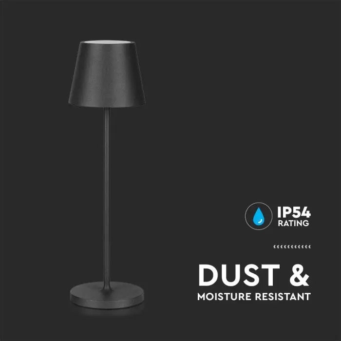 3W(60Lm) 5V 1A LED Table lamp, V-TAC, IP20, dimmable, black, neutral white light 4000K