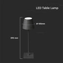 3W(60Lm) 5V 1A LED Table lamp, V-TAC, IP20, dimmable, black, neutral white light 4000K