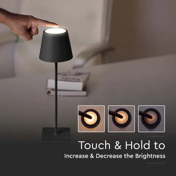 3W(60Lm) 5V 1A LED Table lamp, V-TAC, IP20, dimmable, black, neutral white light 4000K