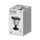 2W(110Lm) 24 LED solar garden lantern, IP65, black matte, 3IN1, V-TAC