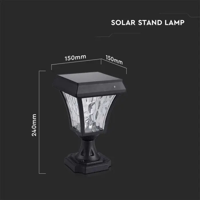 2W(110Lm) 24 LED solar garden lantern, IP65, black matte, 3IN1, V-TAC