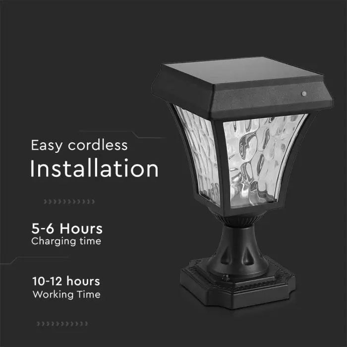 2W(110Lm) 24 LED solar garden lantern, IP65, black matte, 3IN1, V-TAC