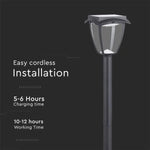 2W(110Lm) 24 LED solcellsdriven trädgårdslykta, IP65, svart matt, 3IN1, V-TAC