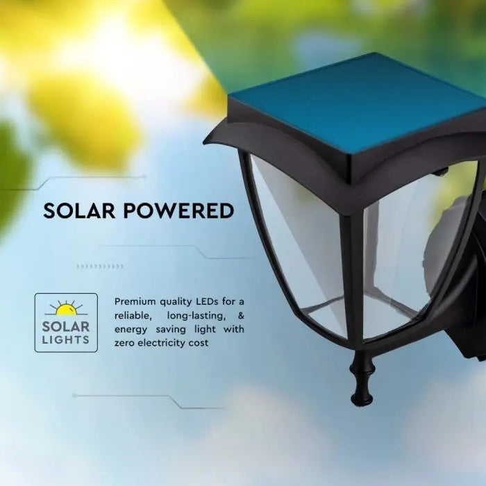 2W(110Lm) 24 LED Solar Facade Lantern, IP65, black matt, 3000K-6000K, V-TAC