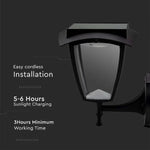 2W(110Lm) 24 LED Solar Facade Lantern, IP65, black matt, 3000K-6000K, V-TAC