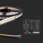 Cena par 1m_24W/m(1680Lm/m) 1A/m 60 LED Lente, V-TAC, ūdensnedroša IP20, 24V, RGB 3IN1
