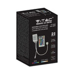 LED RGB ribakontroller, 28 nuppu, IR, puldiga, DC:12/24V, 10A, V-TAC