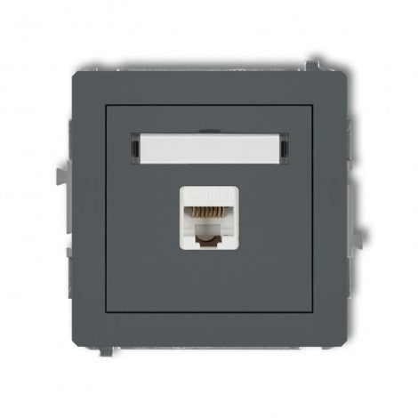 1-viet. datora kontaktligzdas mehānisms 1xRJ45, kat. 5e, 8-kontaktu DECO, z/a, grafīts matēts