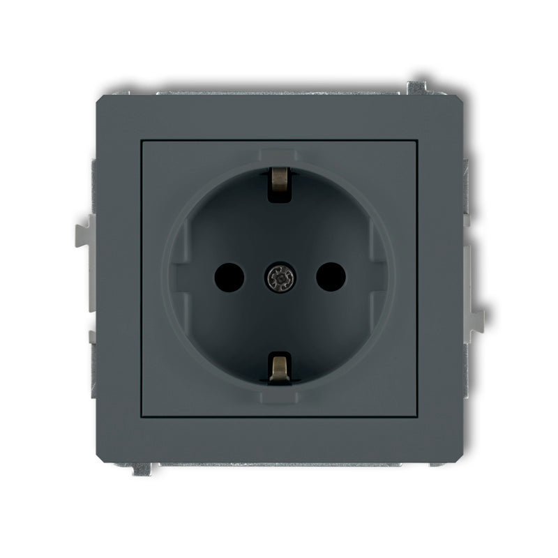 1-viet. kontaktligzdas meh. DECO ar zemējumu SCHUKO 2P+Z, z/a, IP20, grafīts matēts
