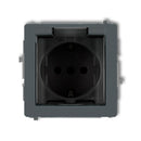 1-viet. kontaktligzdas meh. ar aizsardz. pret šļakatām DECO ar zemējumu SCHUKO 2P+Z (causpīdīgs pārsegs), z/a, IP44, grafīts matēts
