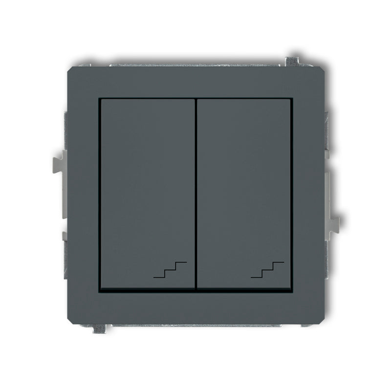Pārslēdža 1+1 mehānisms DECO, z/a, IP20/IP44, grafīts matēts