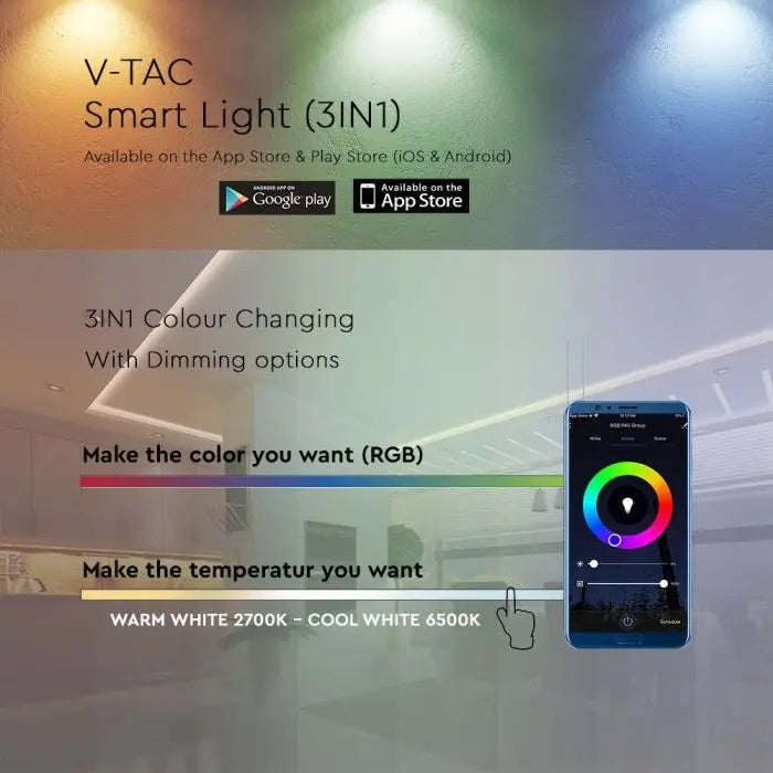 LED Tape Controller, WIFI, med fjärrkontroll, 3in1+RGB, 28 knappar, <10A, DC:12/24V, 59.2x24x10mm, V-TAC