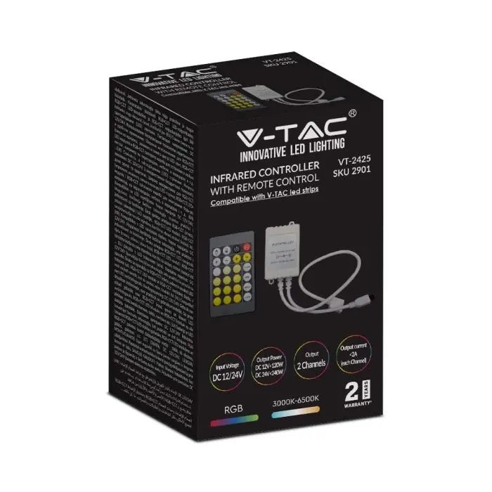 LED lint kontroller, IR, kaugjuhtimispult, CCT 3in1, 24 nuppu, 6A, DC:12/24V, V-TAC