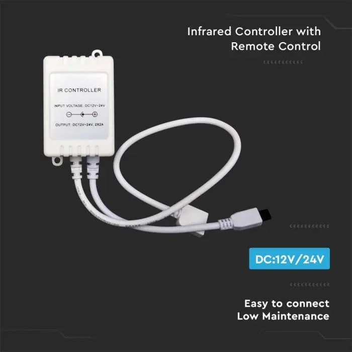 LED lint kontroller, IR, kaugjuhtimispult, CCT 3in1, 24 nuppu, 6A, DC:12/24V, V-TAC