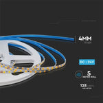Price per 1 m_9 W/m (1,150 lm/m) 0.37 A/m, 128-LED strip, V-TAC, 4 mm wide, IP20 water-resistant, 24 V, neutral white light 4000 K