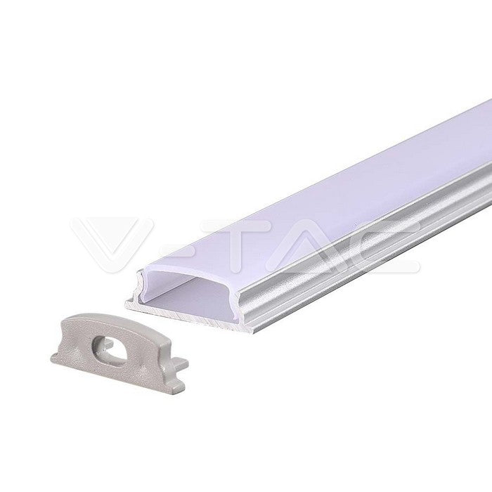 2000x18x6mm LED strip mounting kit with diffuser silver housing, flexible, IP20