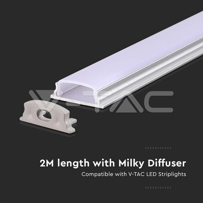 2000x18x6mm LED strip mounting kit with diffuser silver housing, flexible, IP20