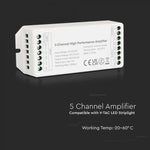 5-канальный усилитель, DC:12-24V, Max 15A, белый, V-TAC