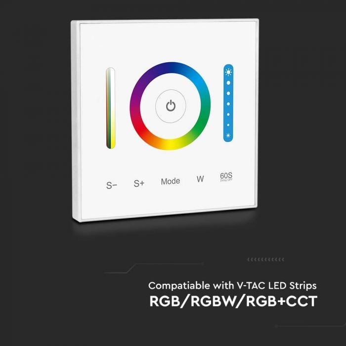 LED RGB/RGBW/RGB+CCT kontroller, valge, 86x86mm, Max 10A, V-TAC